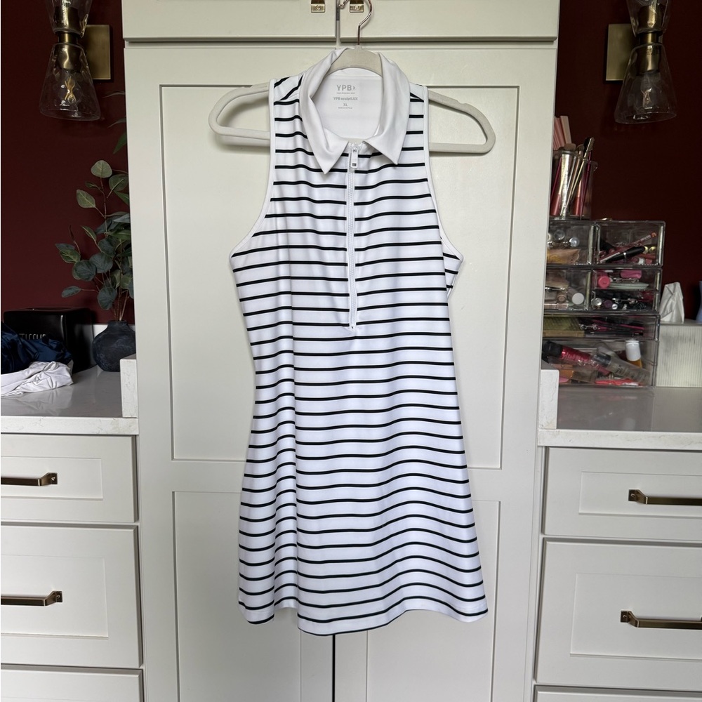 Striped Sleeveless Dress - Black and White